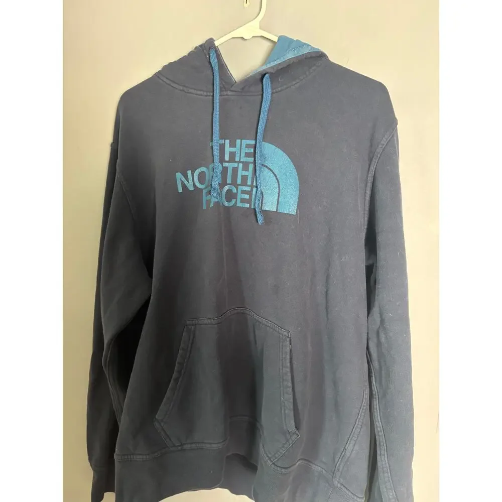 The North Face Logo Pullover Hoodie Navy Blue Size L